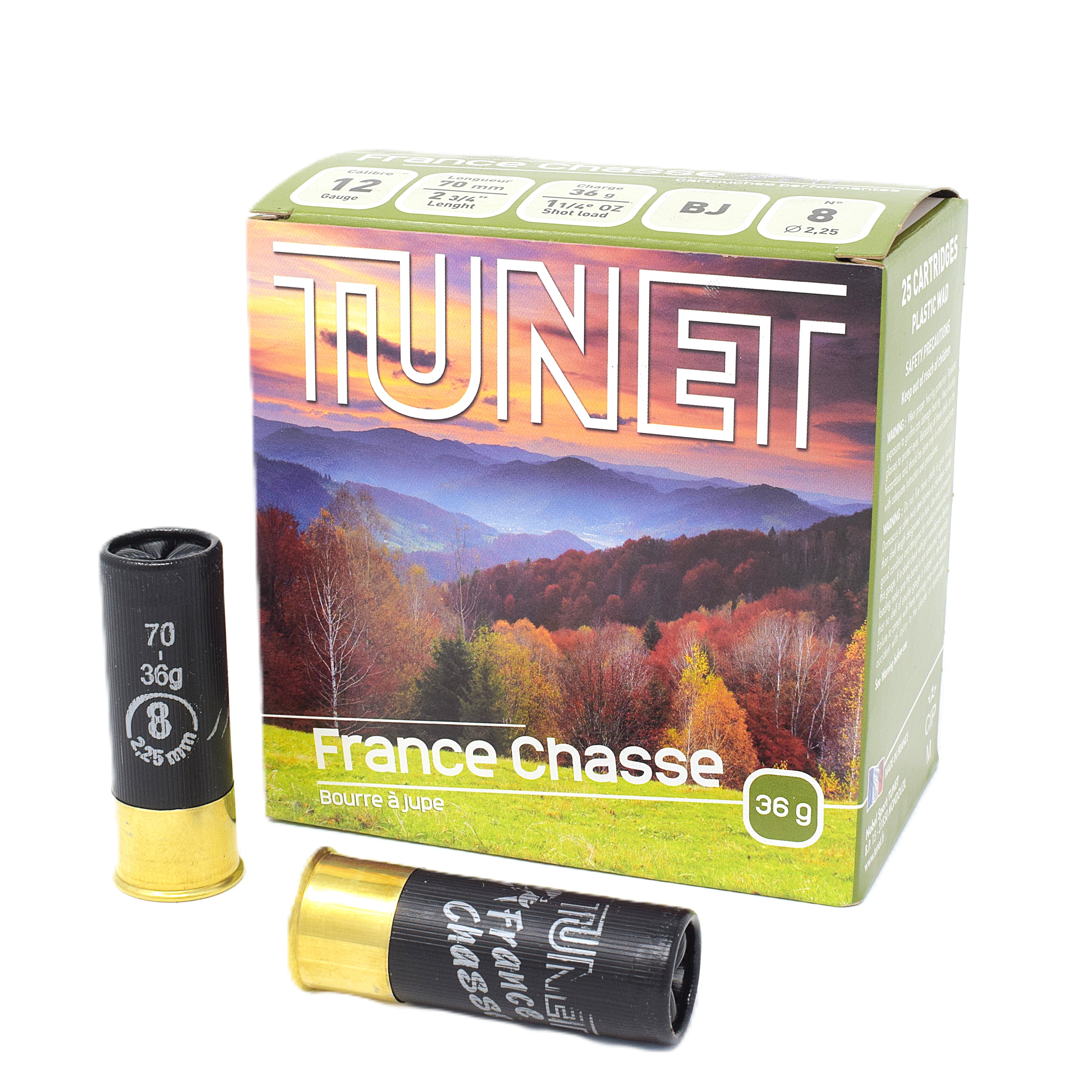 et France Hunting Skirted Wad 12 Gauge #8 Shot 2 3/4 Inch 1 1/4 Oz Ammo