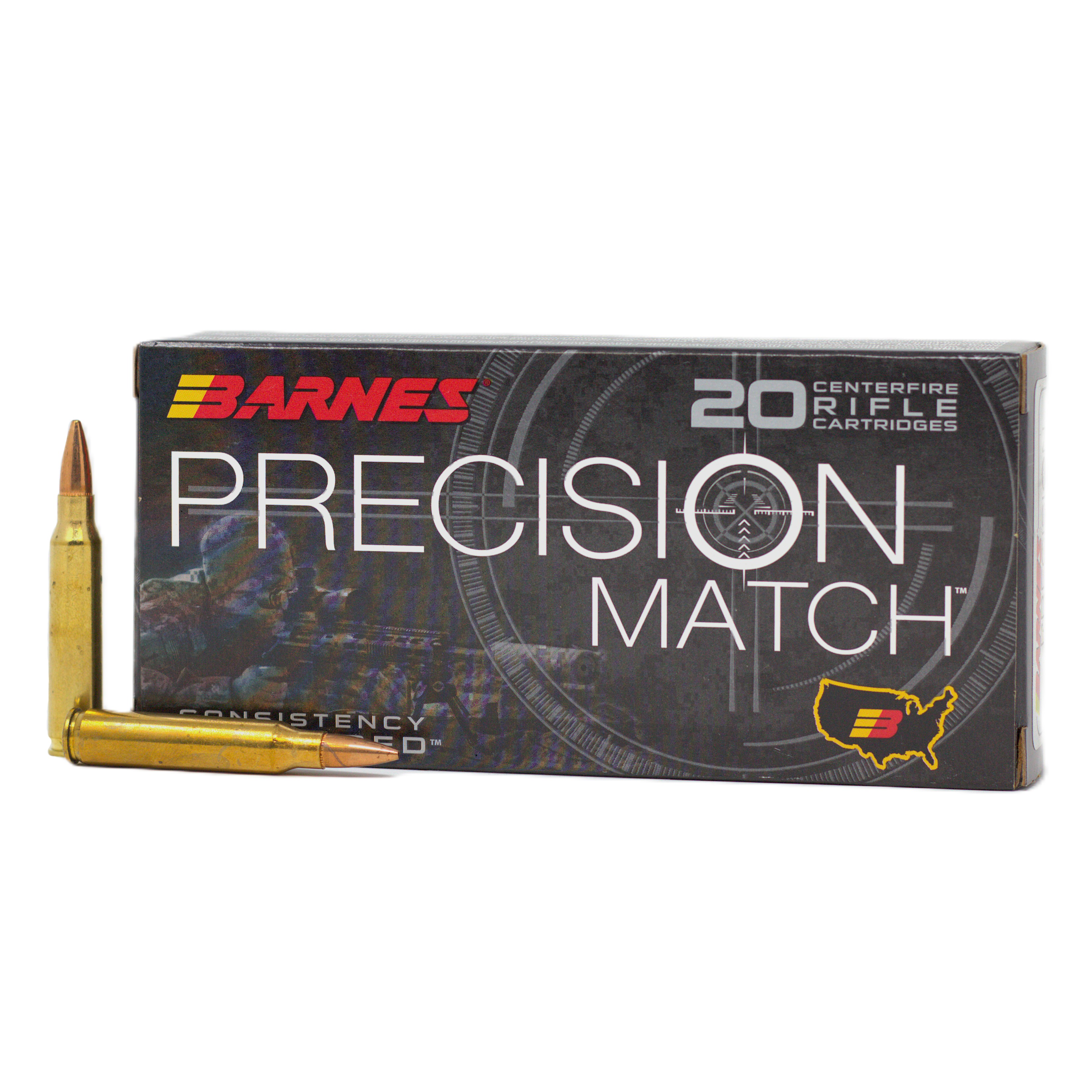 Barnes Precision Match 5.56x45mm NATO 69 Gr OTM Ammo 2900 FPS nes Precision Match 5.56x45mm NATO 69 Gr OTM 2900 FPS Ammo