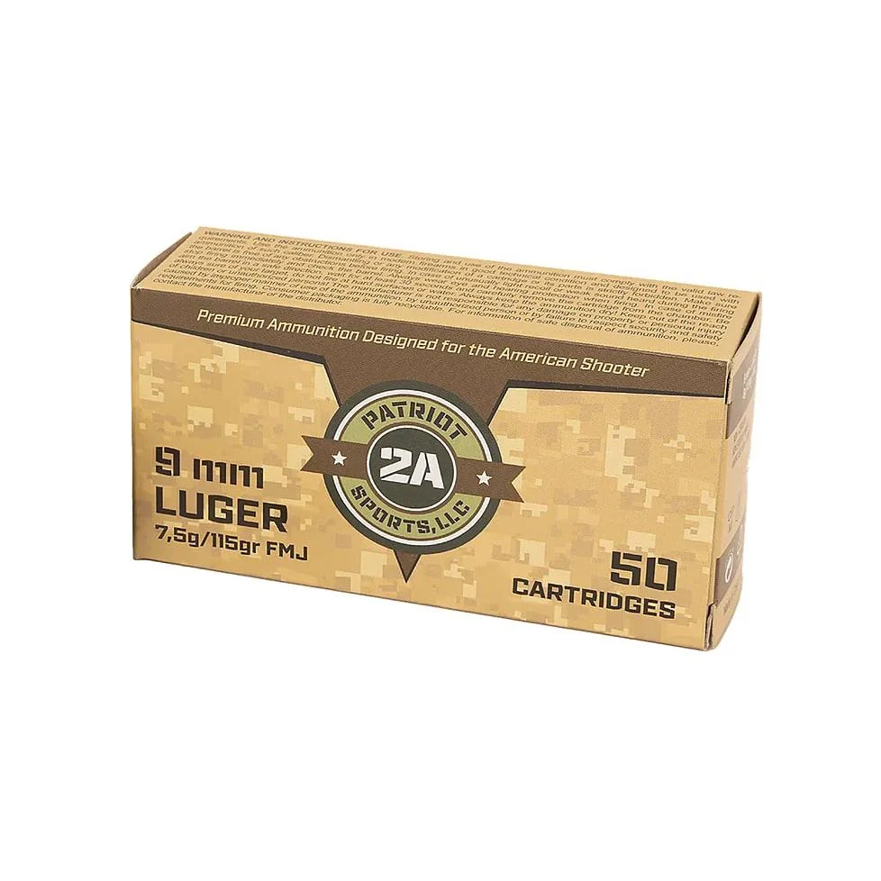 Patriot Sports Brass Case Handgun Ammunition 9mm Luger 115gr FMJ 1230 Fps 50/ct riot Sports Brass Case Handgun Ammunition 9mm Luger 115gr FMJ 1230 Fps 50/ct Ammo