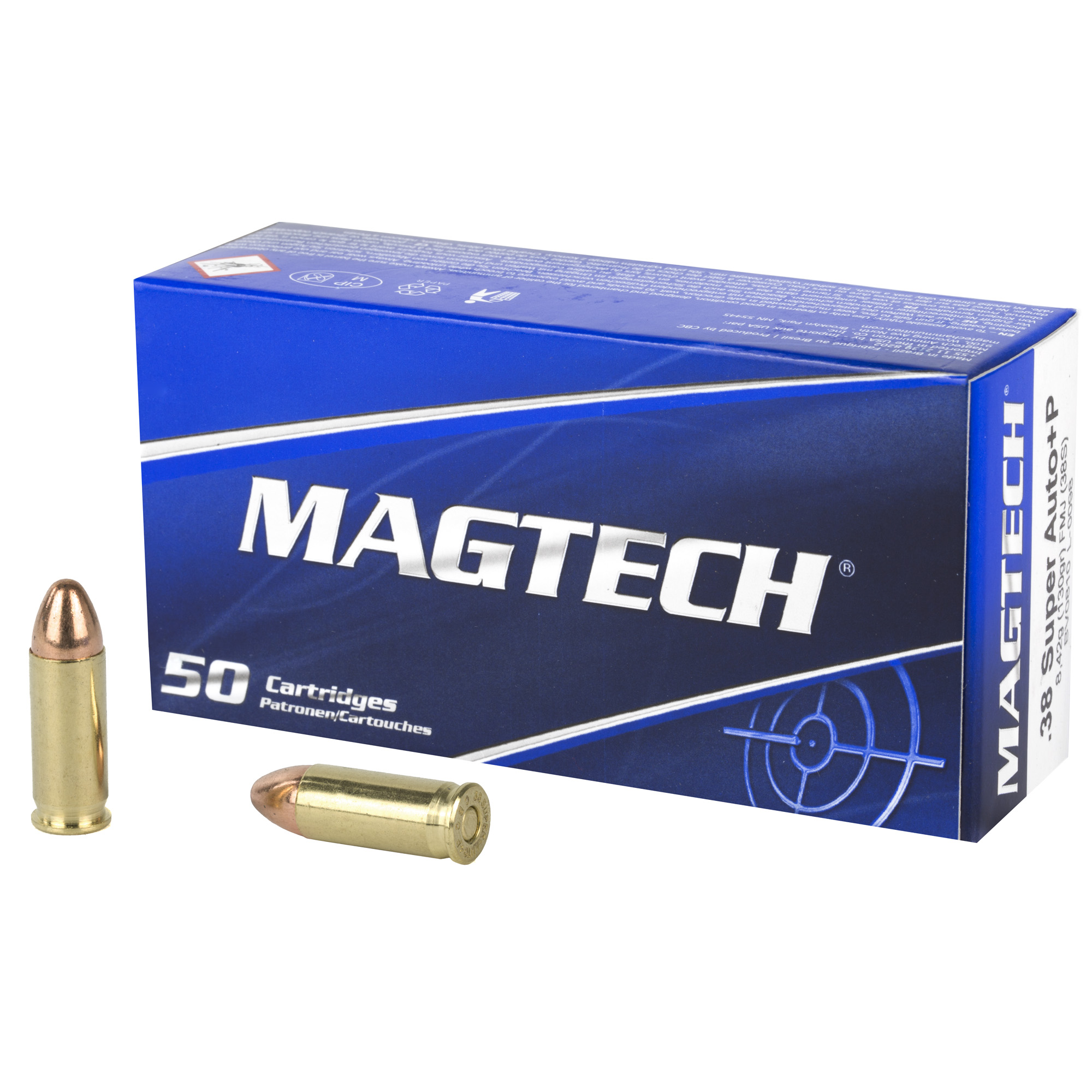 tech Sport Shooting 38 Super 130 Grain Full Metal Case 50 Round Box 38S Ammo