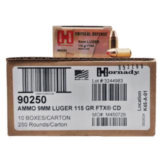 nady Critical Defense FTX Handgun Ammunition 9mm Luger 115gr PT 1140 Fps 250/ct Case (10-25/ct Boxes) Ammo