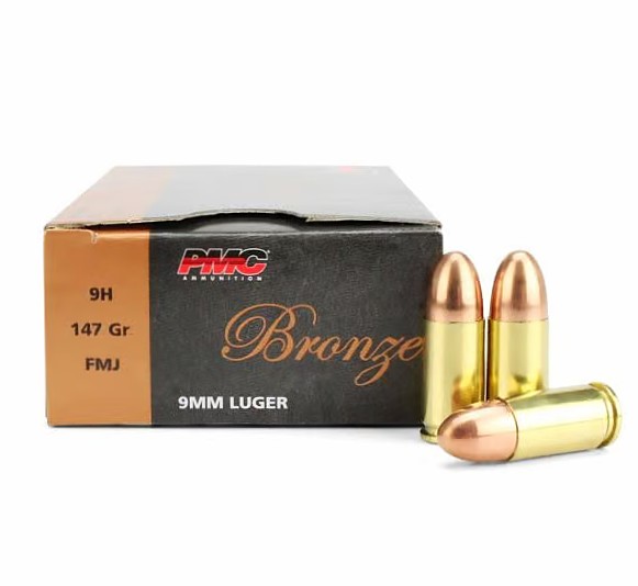 PMC 9mm Luger Parabellum 9H Bronze Full Metal Jacket FMJ 147 Grain 975 FPS
