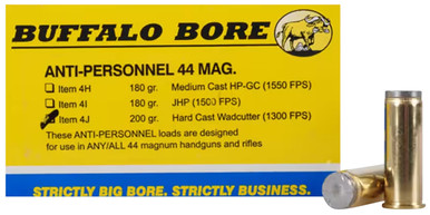 falo Bore Ammunition 4J20 Anti-Personnel Strictly Business 44 Rem Mag 200 Gr Hard Cast Wadcutter (HCWC) 20 Per Box/ 12 Cs Ammo