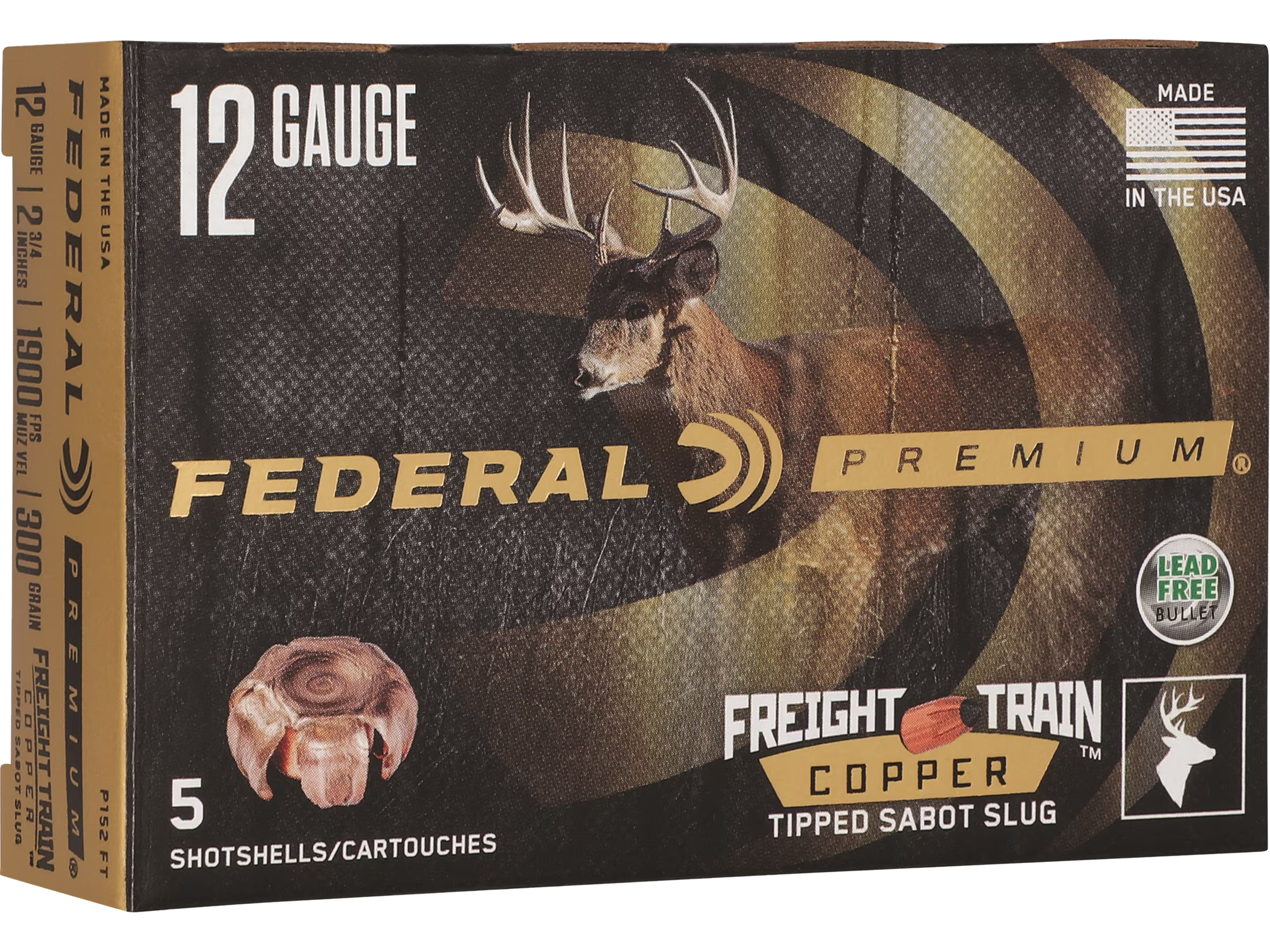 Federal 12 Gauge Shotgun Shells Freight Train Sabot Slug Slug 11/16 Oz 2.75 In 1900 FPS eral 12 Gauge Shotgun Shells Freight Train Sabot Slug Slug 11/16 Oz 2.75 In 1900 FPS Ammo