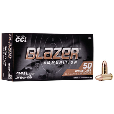  Blazer Brass 9mm 124 Grain Full Metal Jacket (FMJ) Ammo