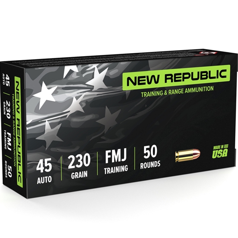 New Republic 45 Auto 230 Grain Full Metal Jacket(FMJ) Ammo - Bulk Made In USA Bulk Made In USA Ammo
