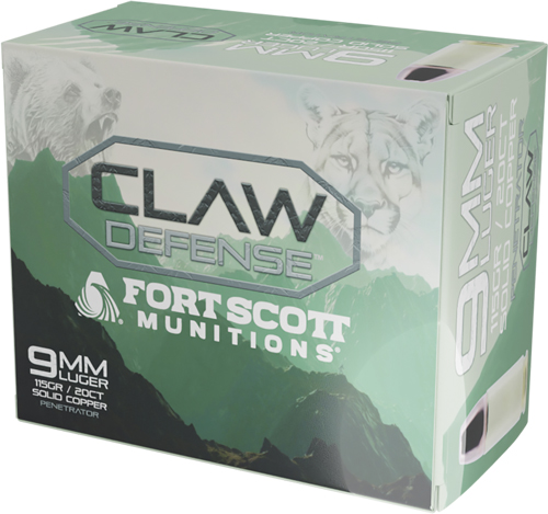 Fort Scott Munitions Claw Defense 9mm Luger / Parabellum 115 Gr Solid t Scott Munitions Claw Defense 9mm Luger / Parabellum 115 Gr Solid Ammo