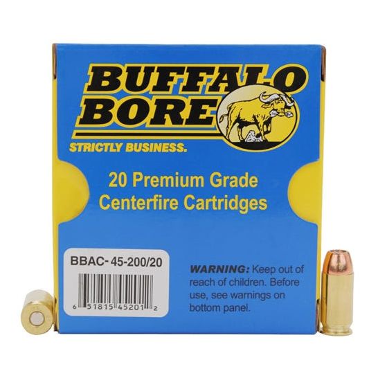 falo Bore Ammunition 4520020 Personal Defense Strictly Business 45 ACP P 200 Gr Jacketed Hollow Point (JHP) 20 Per Box/ 12 Cs Ammo