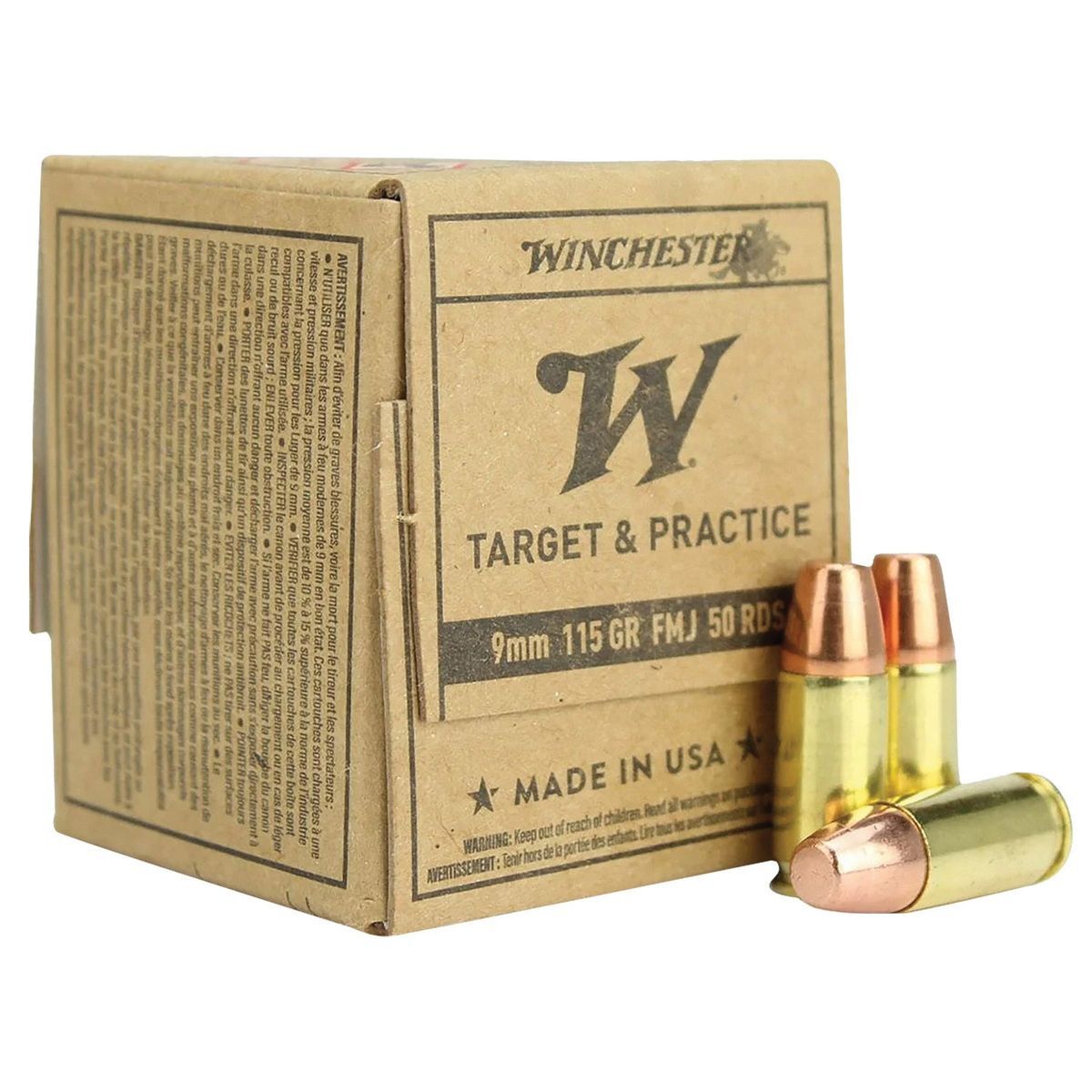 chester Target & Practice Service Grade 9mm Luger / Parabellum 115 Gr FMJ Ammo