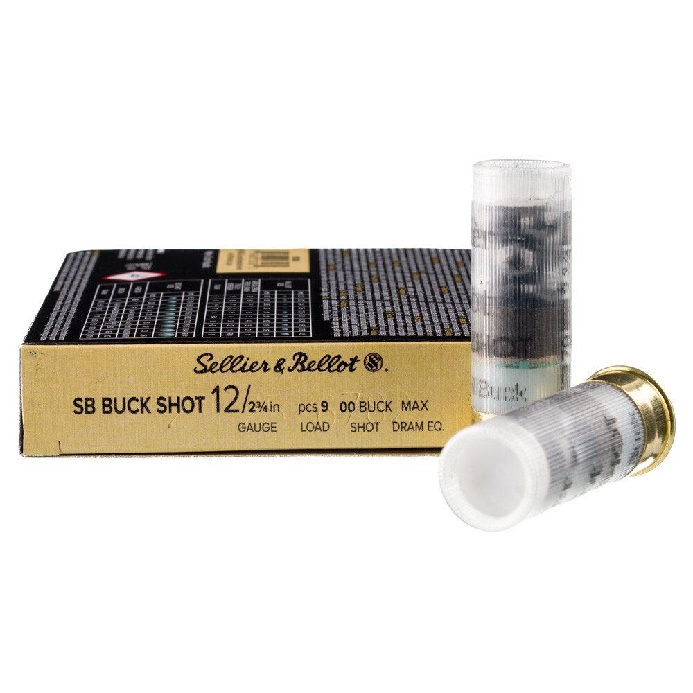 Sellier   Bellot  S B  12 Gauge SB12BSJ Hunting Buckshot 2 75  1-1 8oz 00 Buck Shot 1200 FPS