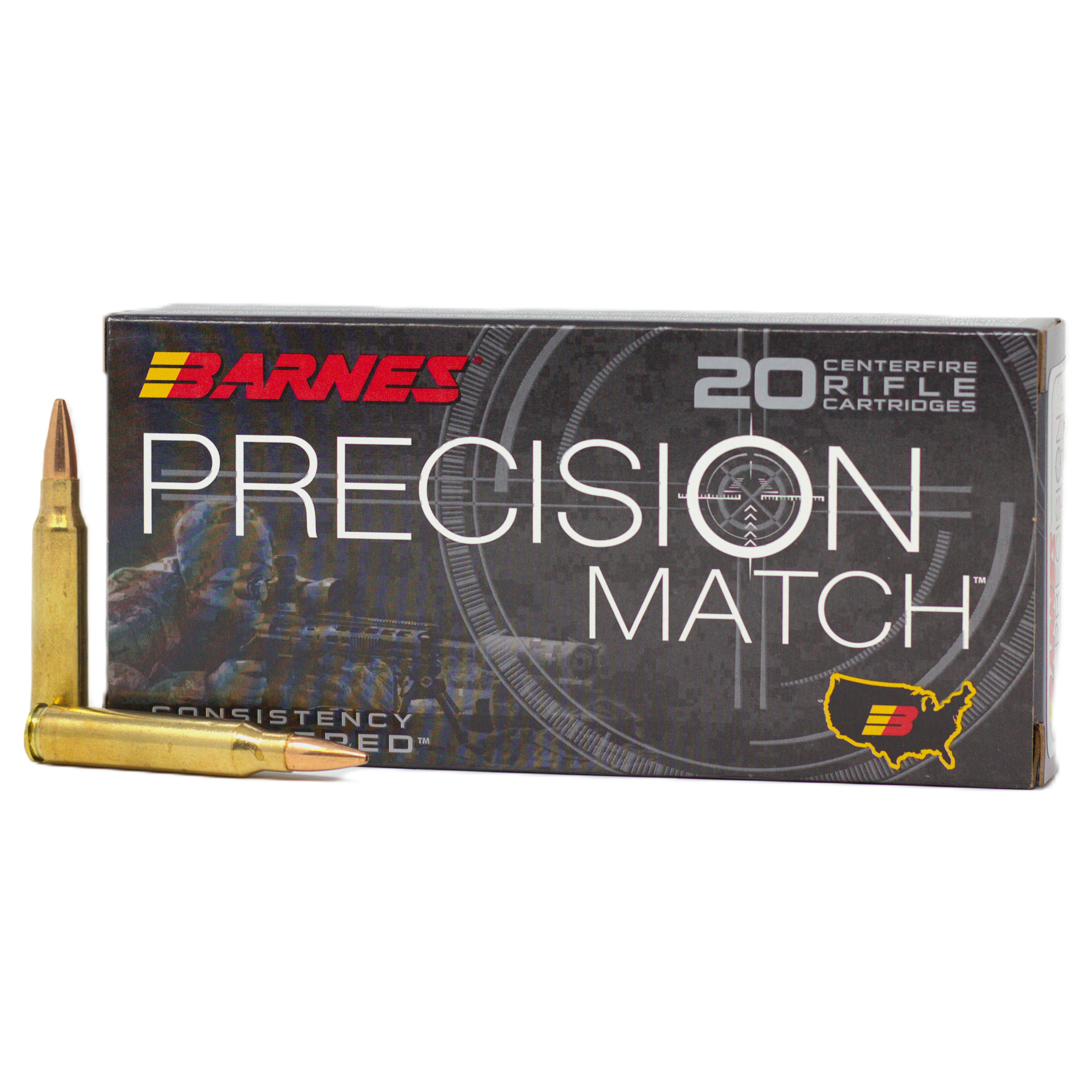 Barnes Bullets 30848 Precision Match Centerfire Rifle 5 56x45mm NATO 85 gr Open Tip Match Boat-Tail 20 Per Box  10 Cs 2675 FPS