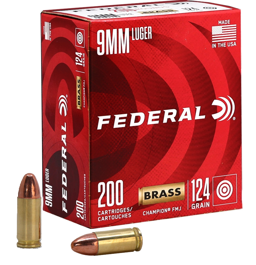 eral Champion 9mm Luger 124 Grain Full Metal Jacket(FMJ) Value Pack Ammo