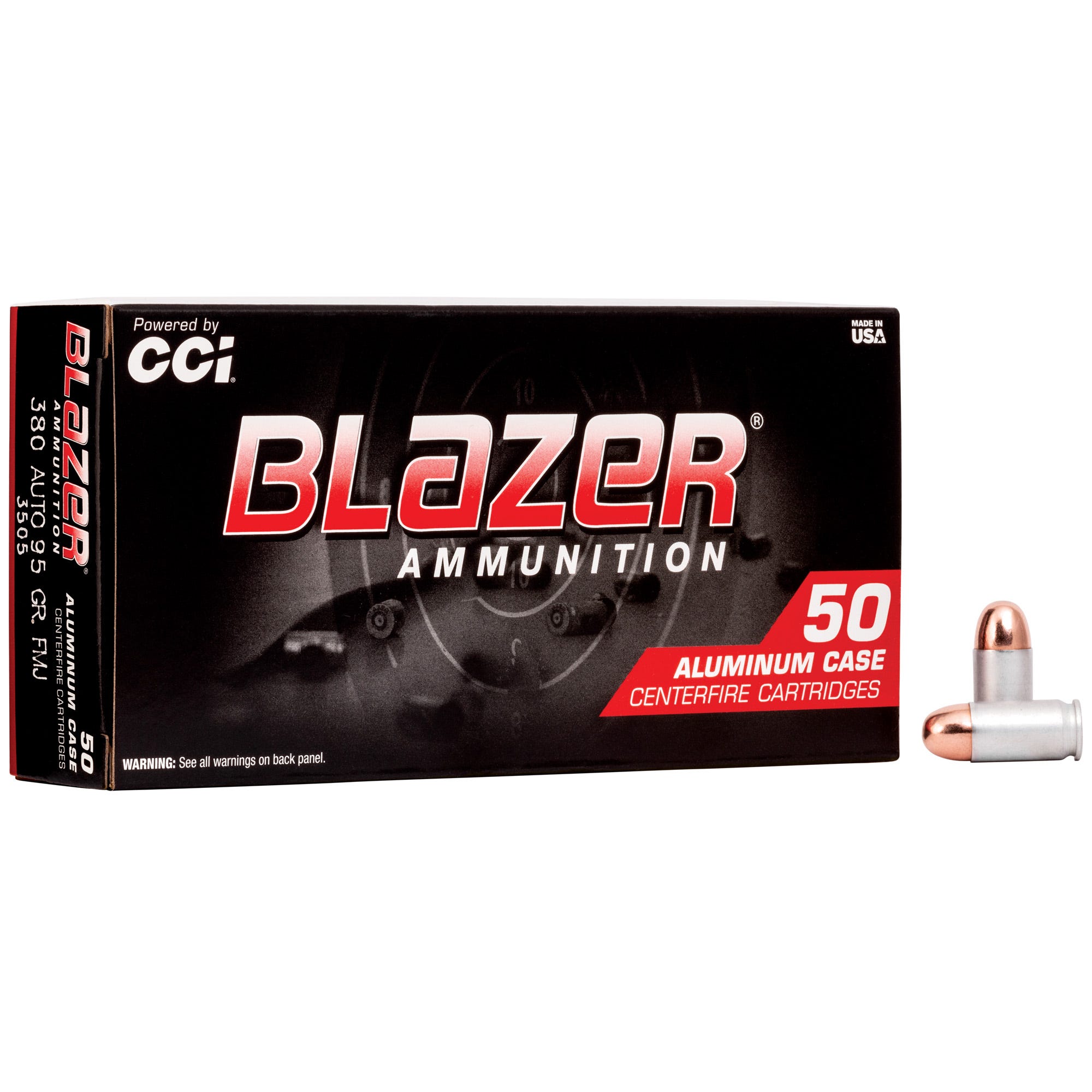 zer 3505 Aluminum Total Metal Jacket 95 Grain .380 ACP/Auto 945 Fps Ammo
