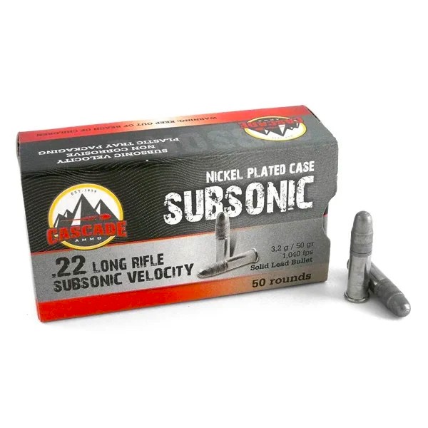 cade .22 LR 50 Grain Solid Lead Round Nose Subsonic 1040 FPS Ammo