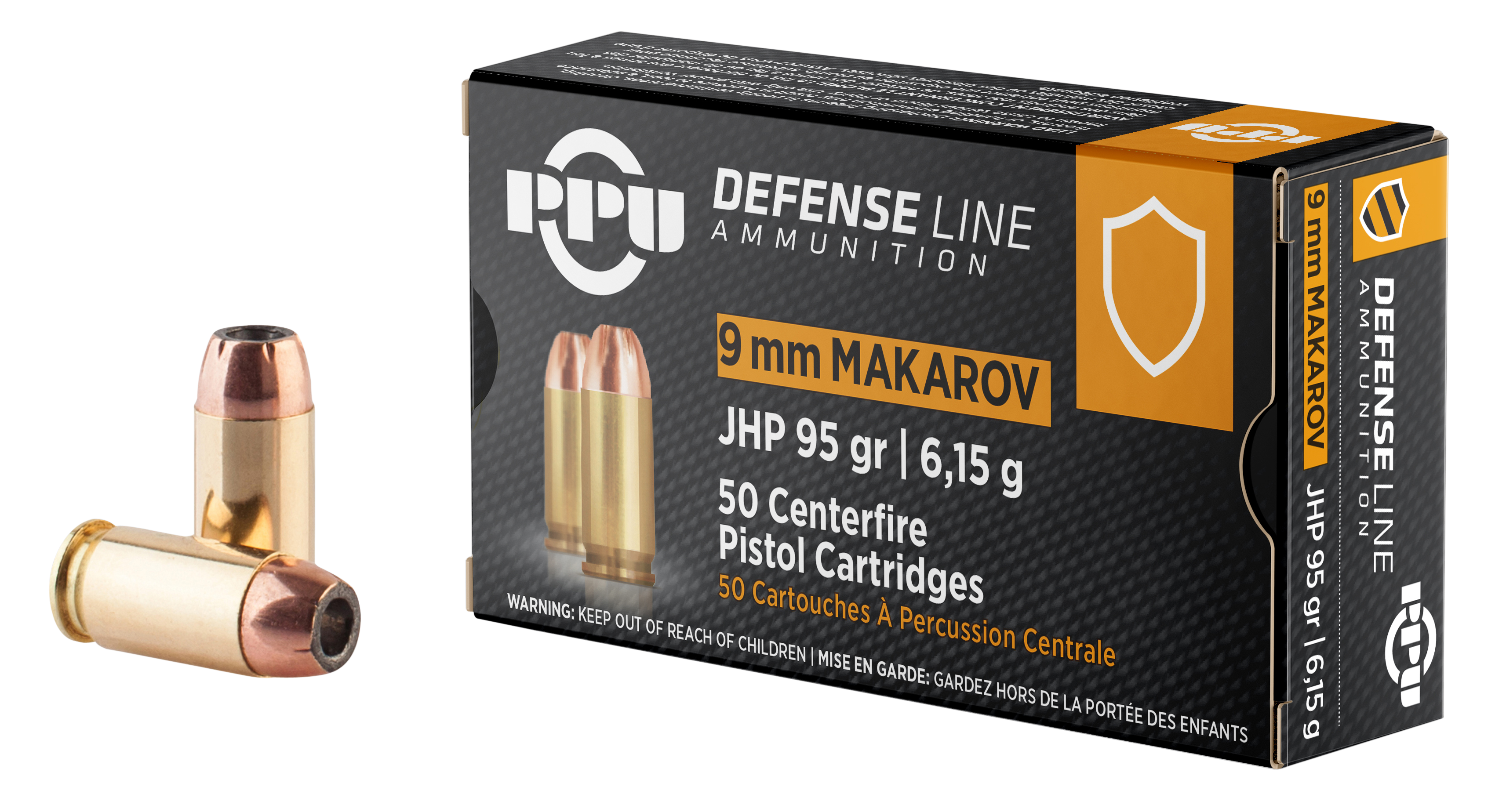  PPD9M Defense Handgun 9x18 Makarov 95 Gr Jacketed Hollow Point (JHP) 50 Per Box/ 20 Cs Ammo