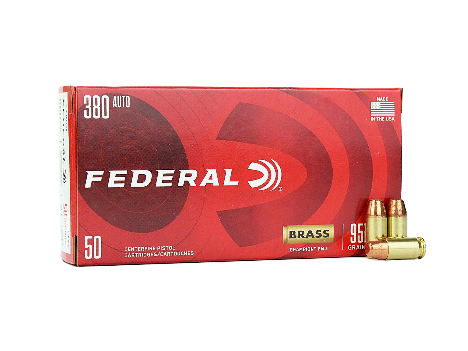 eral Champion 380 ACP 95 Grain Full Metal Jacket(FMJ) Ammo