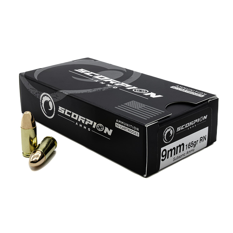 Scorpion 9mm 165 Grain Subsonic Full Metal Jacket Round Nose 790 FPS