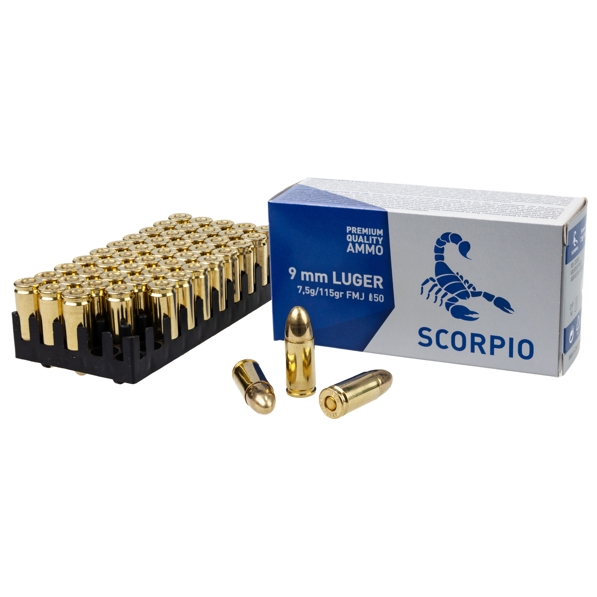  Scorpio 9mm Luger 115 Grain Full Metal Jacket(FMJ) Ammo