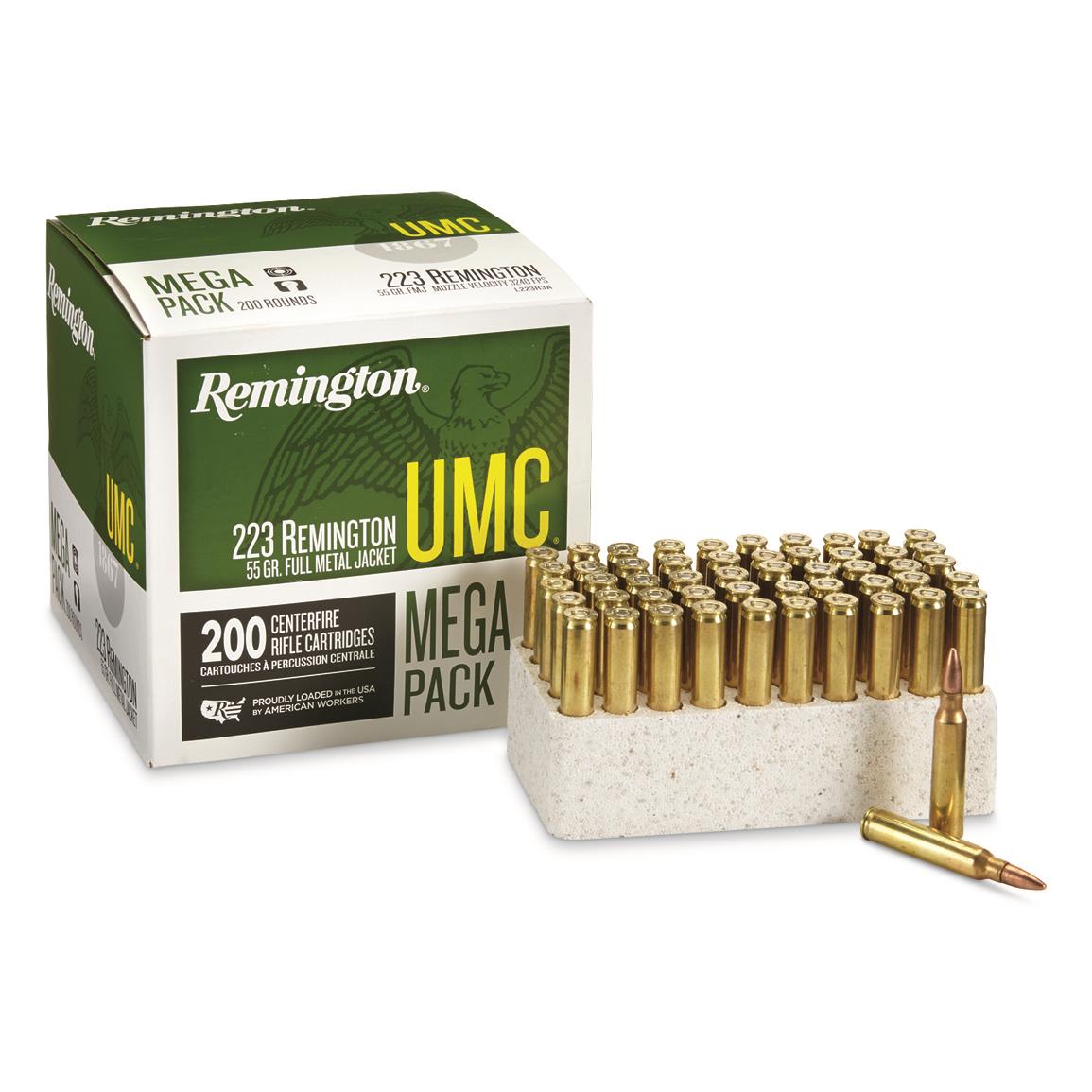 ington 23683 UMC Mega Pack Full Metal Jacket 55 Grain .223 Remington 3240 Fps Ammo