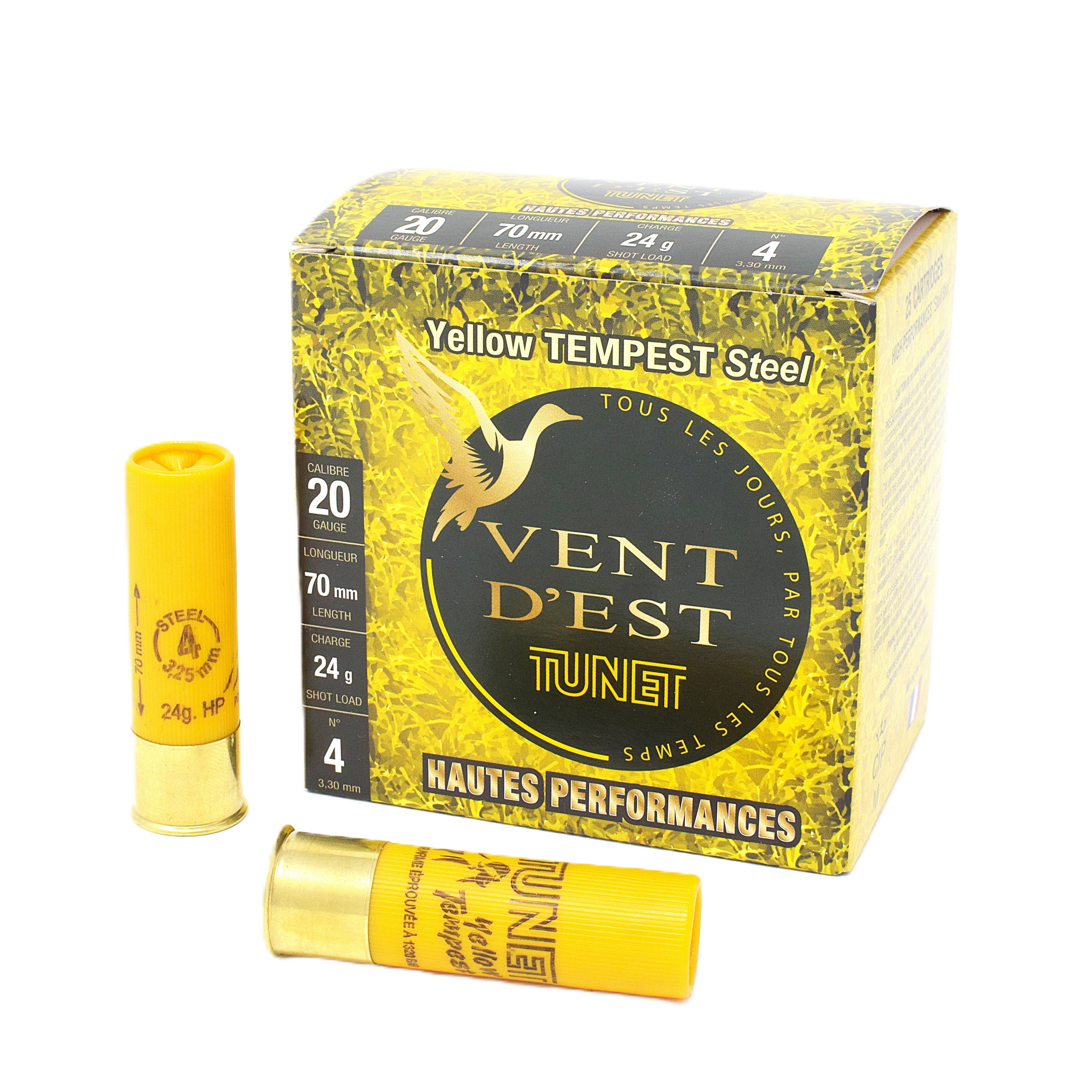 et East Wind Yellow Tempest Steel 20 Gauge #4 Shot 2 3/4 Inch 24g Ammo