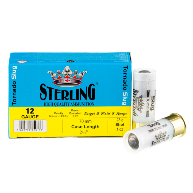 rling 12 Gauge Shotgun Shells Big Game Series Tornado Slug Rifled Slug Slug 1 Oz 2.75 In 1460 FPS Ammo