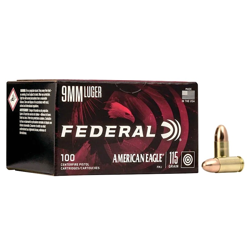 American Eagle 9mm Luger Parabellum AE9DP100 029465062477 Full Metal Jacket FMJ 115 Grain 1180 FPS