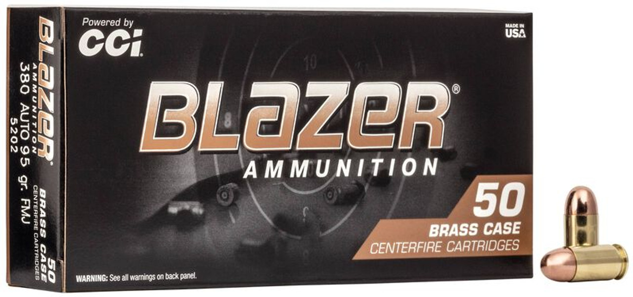  5202 Blazer Brass 380 ACP 95 Gr Full Metal Jacket (FMJ) Ammo
