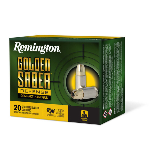 ington Ammunition 27613 Golden Saber Defense 9mmLuger 124gr Brass Jacketed Hollow Point 20 Per Box/25 Case Ammo