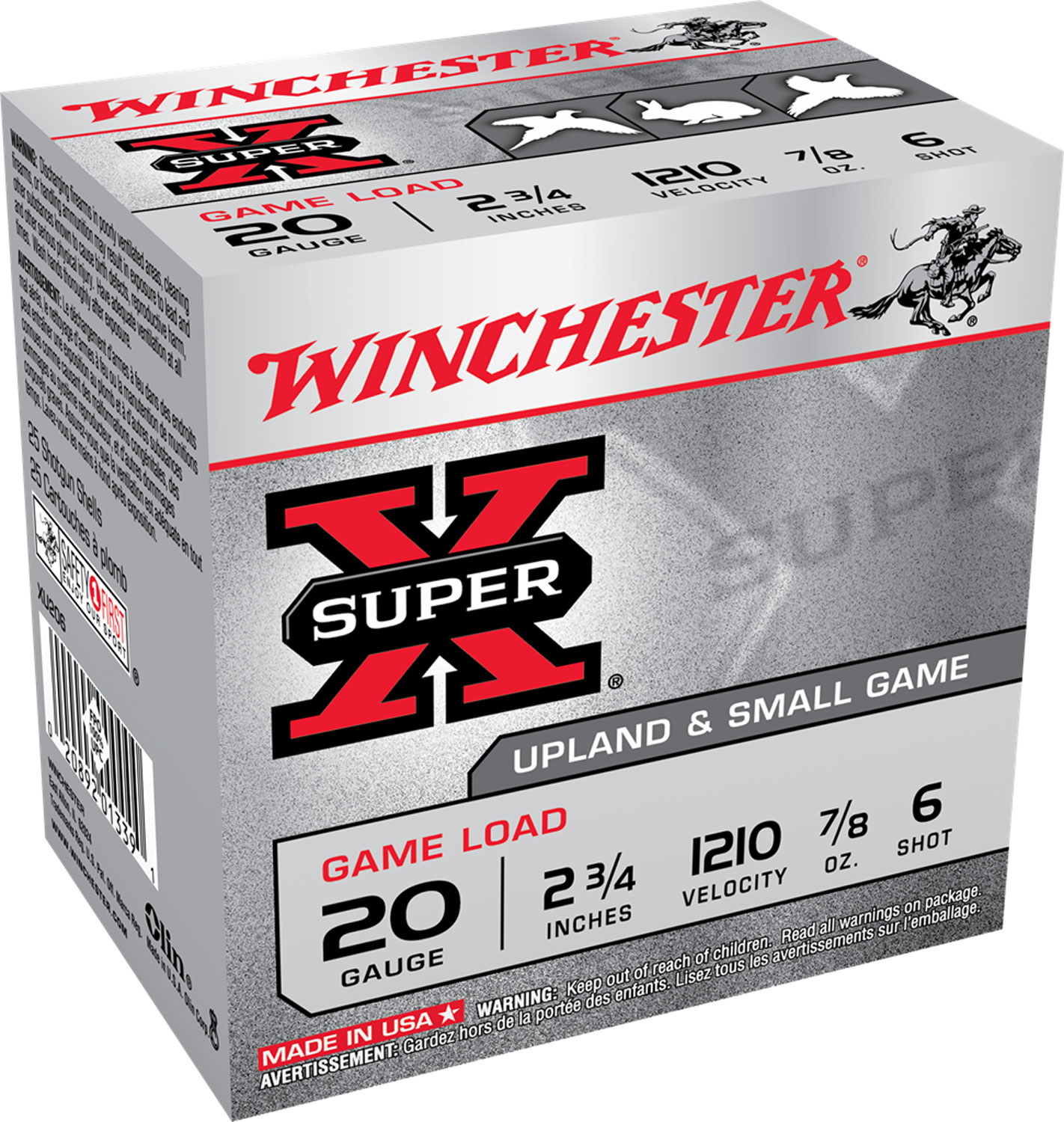 chester XU206 Super X Game Load 20Gauge 2.75 7/8oz 6Shot 25 Per Box/10 Case Ammo