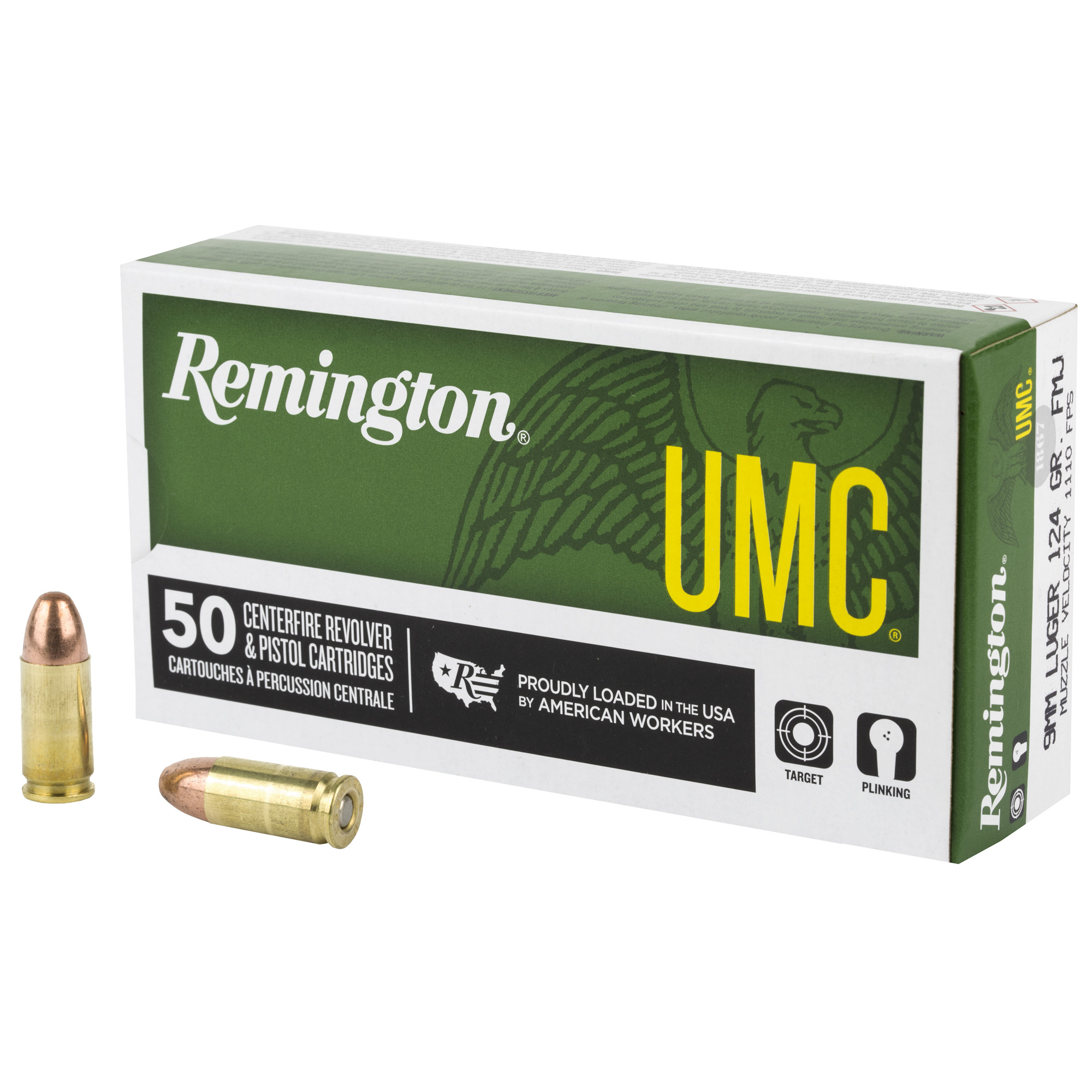 Remington 9mm Luger 23718 UMC Full Metal Jacket FMJ 124 Grain ington 9mm Luger 23718 UMC Full Metal Jacket FMJ 124 Grain Ammo