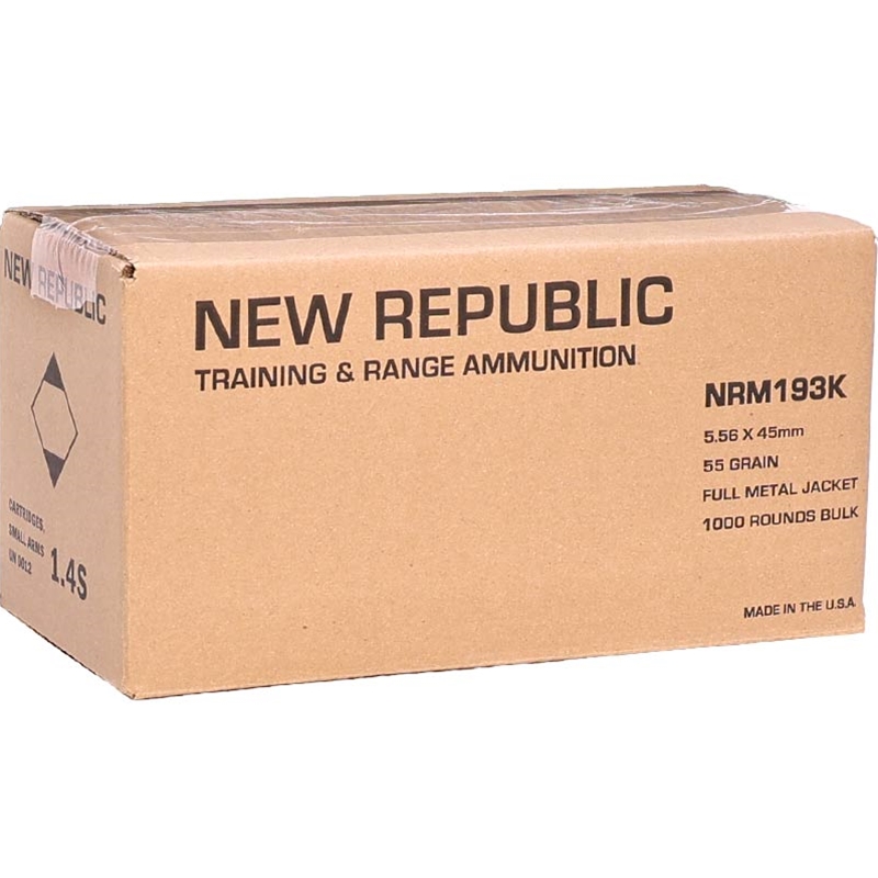 New Republic 5.56x45mm 55 Grain Full Metal Jacket(FMJ) Ammo - Bulk Made In USA Bulk Made In USA Ammo