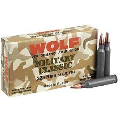 Wolf Military Classic Rifle Ammunition  223 Rem 55 gr FMJ 3241 fps 500 ct Case