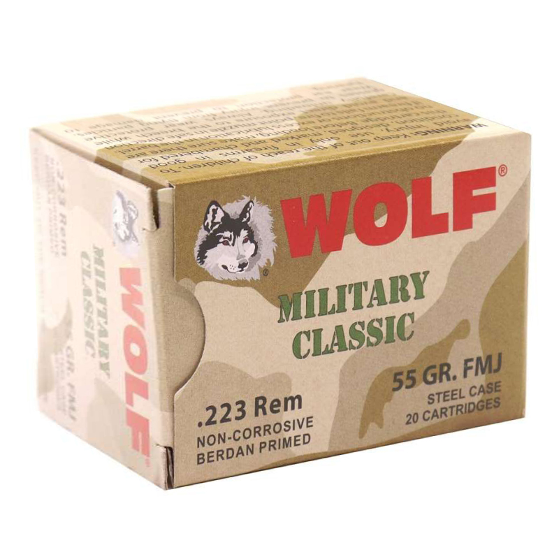f Military Classic 223 Remington 55 Grain FMJ Steel Case Ammo