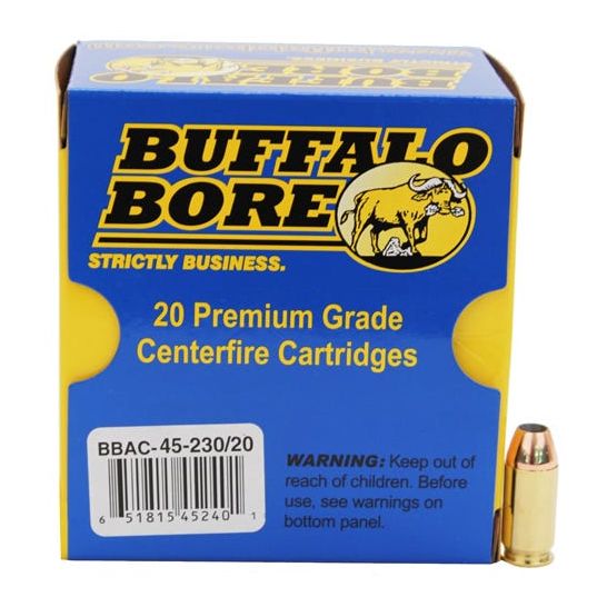 falo Bore Ammunition 4523020 Personal Defense Strictly Business 45 ACP P 230 Gr Jacketed Hollow Point (JHP) 20 Per Box/ 12 Cs Ammo