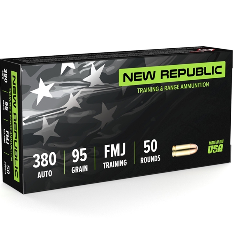 New Republic 380 Auto 95 Grain Full Metal Jacket(FMJ) Ammo - Bulk Made In USA Bulk Made In USA Ammo