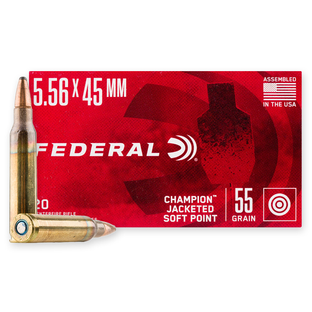 eral Champion 556NATO 55 Grain Jacketed Soft Point 20 Rounds Per Box 556A Ammo