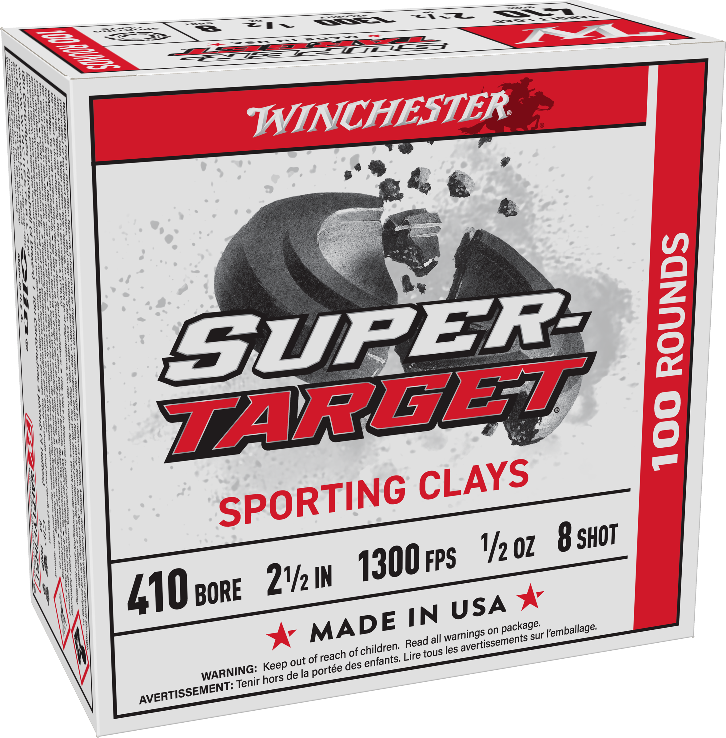 SUPER TARGET 410 BORE 2-1/2 1/2OZ #8 SHOT 25/BOX 1300 FPS ER TARGET 410 BORE 2-1/2 1/2OZ #8 SHOT 25/BOX 1300 FPS Ammo